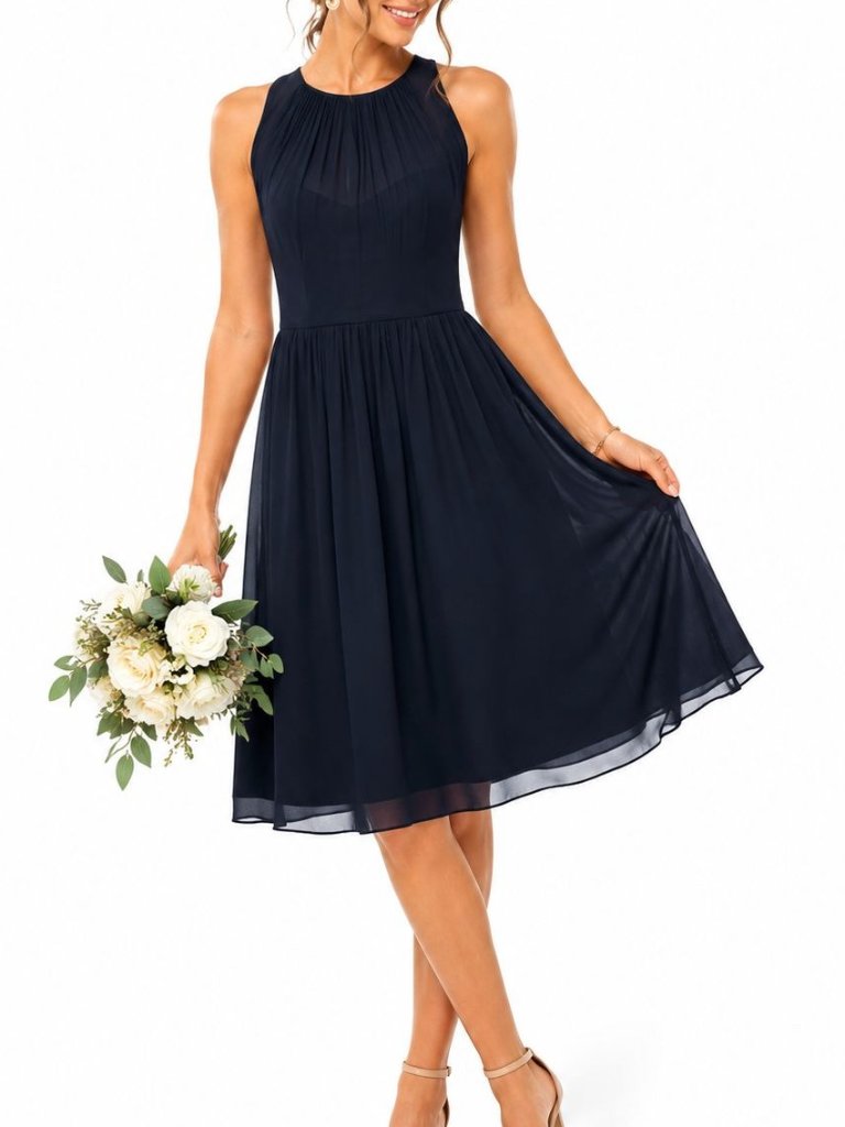 J.Crew Megan Silk Chiffon Bridesmaid Dress Navy Blue Formal Wedding